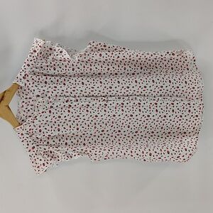 Loft Button Down Top Small Ladybug Ruffle Cotton Cap Sleeve